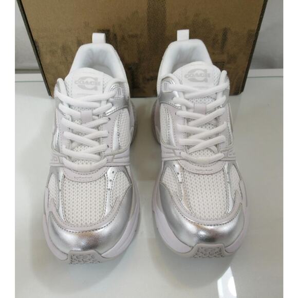 Women's Coach Mesh Sneaker Lace Up C Signature Light Grey / Optic White - Picture 6 of 10